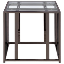 Load image into Gallery viewer, Adri Rectangular Glass Top End Table Clear and Black Nickel
