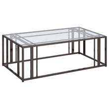 Load image into Gallery viewer, Adri Rectangular Glass Top Coffee Table Clear and Black Nickel
