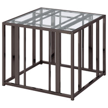 Load image into Gallery viewer, Adri Rectangular Glass Top End Table Clear and Black Nickel
