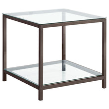 Load image into Gallery viewer, Trini End Table with Glass Shelf Black Nickel
