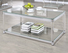 Load image into Gallery viewer, Anne Coffee Table with Lower Shelf Chrome and Clear
