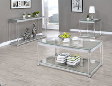 Load image into Gallery viewer, Anne Coffee Table with Lower Shelf Chrome and Clear
