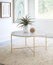 Load image into Gallery viewer, Ellison Round X-cross Coffee Table White and Gold
