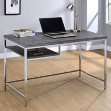 Load image into Gallery viewer, Kravitz Rectangular Writing Desk Weathered Grey and Chrome
