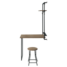 Load image into Gallery viewer, Riley Foldable Wall Desk with Stool Rustic Oak and Sandy Black
