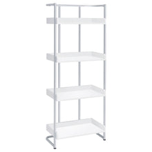 Load image into Gallery viewer, Ember 4-shelf Bookcase White High Gloss and Chrome
