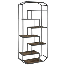 Load image into Gallery viewer, Leland 6-shelf Bookcase Rustic Brown and Dark Grey
