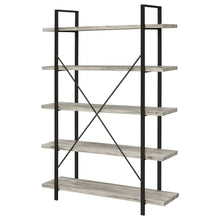 Load image into Gallery viewer, Cole 5-Shelf Bookcase Grey Driftwood and Gunmetal
