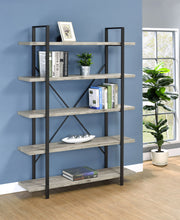 Load image into Gallery viewer, Cole 5-Shelf Bookcase Grey Driftwood and Gunmetal
