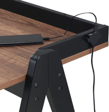 Load image into Gallery viewer, Raul Writing Desk Walnut and Black with USB ports
