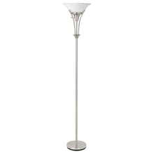 Load image into Gallery viewer, Archie Floor Lamp with Frosted Ribbed Shade Brushed Steel
