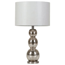 Load image into Gallery viewer, Mineta Drum Shade Table Lamp White and Antique Silver
