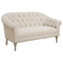 Load image into Gallery viewer, Billie Tufted Back Settee with Roll Arm Natural
