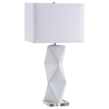 Load image into Gallery viewer, Camie Geometric Ceramic Base Table Lamp White
