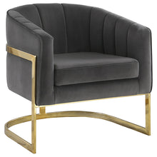 Load image into Gallery viewer, Alamor Tufted Barrel Accent Chair Dark Grey and Gold
