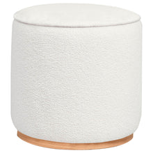 Load image into Gallery viewer, Zena Faux Sheepskin Upholstered Round Ottoman Ivory
