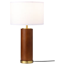 Load image into Gallery viewer, Aziel Drum Shade Bedside Table Lamp Cappuccino and Gold
