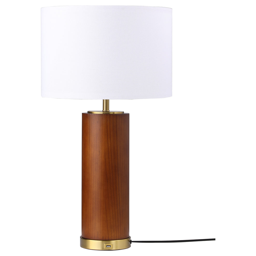 Aziel Drum Shade Bedside Table Lamp Cappuccino and Gold