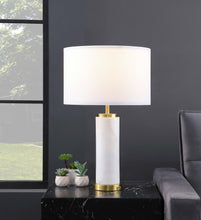 Load image into Gallery viewer, Lucius Drum Shade Bedside Table Lamp White and Gold
