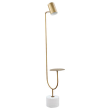 Load image into Gallery viewer, Jodie Round Base Floor Lamp Antique Brass and Grey
