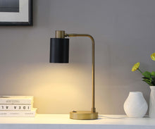 Load image into Gallery viewer, Cherise Adjustable Shade Table Lamp Antique Brass and Matte Black
