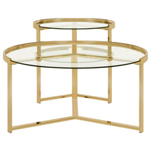 Load image into Gallery viewer, Delia 2-piece Round Nesting Table Clear and Gold
