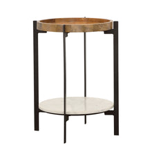 Load image into Gallery viewer, Adhvik Round Accent Table with Marble Shelf Natural and Black
