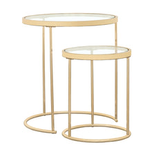 Load image into Gallery viewer, Maylin 2-piece Round Glass Top Nesting Tables Gold
