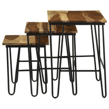Load image into Gallery viewer, Nayeli 3-piece Nesting Table with Hairpin Legs Natural and Black
