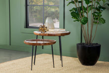 Load image into Gallery viewer, Nuala 2-piece Round Nesting Table with Tripod Tapered Legs Honey and Black
