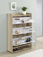 Load image into Gallery viewer, Denia 3-tier Shoe Storage Cabinet Antique Pine and White
