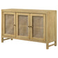 Zamora 3-door Wood Accent Cabinet with Woven Cane Natural