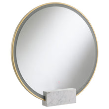 Load image into Gallery viewer, Jocelyn Round Table Top LED Vanity Mirror White Marble Base Gold Frame
