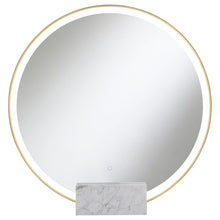 Load image into Gallery viewer, Jocelyn Round Table Top LED Vanity Mirror White Marble Base Gold Frame

